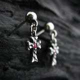 シャイニークロスD2ルビーシルバーイヤリング / Shiny Cross-D2 Ruby silver earring (4595514507382)