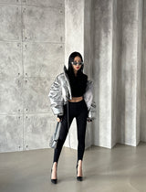 Silver-grooved Stelleto high heels