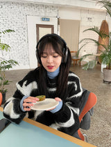 プリントウェーブモヘアニット