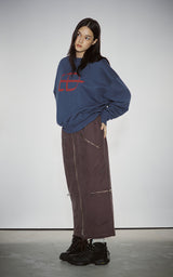 WASHED 2WAY ZIP SKIRT_BROWN