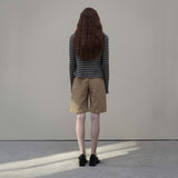 Beige Line Burmuda Pants
