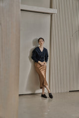 Vボタンカーディガン/V BUTTON CARDIGAN_SMOKE
