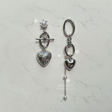 ハートアンドチェーンピアス / Heart and Chain Piercing - Silver Color