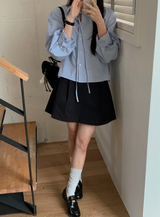 Aラインピンタックコットンミニスカート