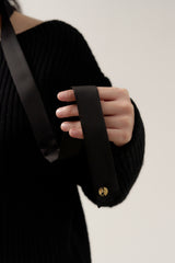 long satin scarf - black