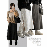 mitoside strap ribbon long skirt