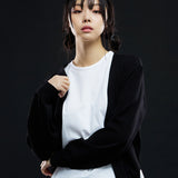 カシミアストラクチャーニッティングカーディガン/CASHMERE STRUCTURE KNITTING CARDIGAN-BLACK