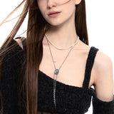 NO.478 [SILVER] CIRCLE CODE LOCK PEARL NECKLACE
