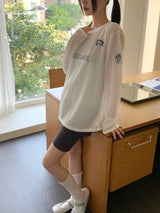DIMUエアメッシュブロックコアプリント長袖Tシャツ