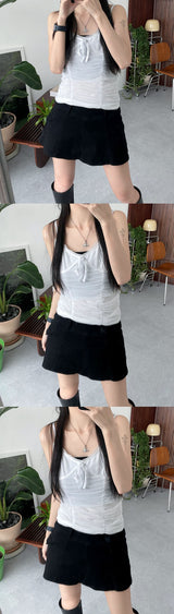 レースシャーリングビスチェ / Lace shirring bustier (4 colors)