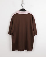 ヒルズ スポーティ ボクシー配色 カラージャージ 半袖Tシャツ/Hills Sporty Boxy Color Matching Collar Jersey Short Sleeve T-shirt