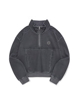 PIGMENT WASHING HIGH NECK HALF ZIP UP [CHARCOAL]