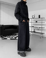 ワイドボタンデニムパンツ / SI Wide Button Denim Pants (2 colors)
