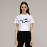ドローイングロゴスマイルスリムショートスリーブTシャツ/Drawing logo smile Slim short-sleeved T-shirt