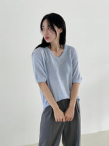 Crayon v-neck sleeve knit T 