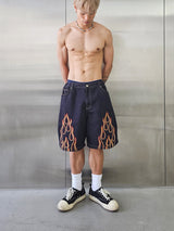 フレイム刺繡バミューダパンツ/VENTIQUE Flame embroidery Bermuda Shorts 2color