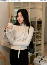 Rose Boat Neck Knit T-shirt + Tie Set (5color)