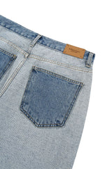 Reverse medium blue denim pants