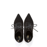 スエードレースアップ ミドルヒール/Suede Lace-Up Middle Heel(Black)