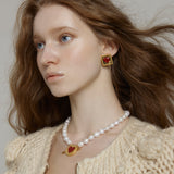 スクエアハートピアス/Square Heart Earrings_Gold