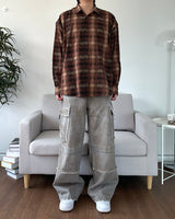 Sand Washed cargo cut denim pants