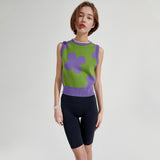 Flower Knit vest [Green] (6679676584054)