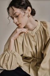 シャーリングパフブラウス/SHIRRING PUFF BLOUSE_BEIGE