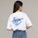 サインブルーレタリングバックロゴショートスリーブTシャツ / Signed blue lettering backlogo short sleeve t-shirt