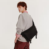 2-Buckle Biker Messenger Bag (Black)