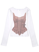 Corset bow long sleeve WHITE
