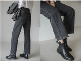 ボタンドストレートデニムジーンズ / BUTTONED STRAIGHT BLACK GRAY DENIM JEAN [6879]