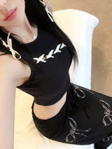 リボンアイレットスリ－ブレス/879. Ribbon eyelet sleeveless (2color)