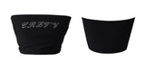 キュービックレタリングロゴチューブトップブラトップ/cubic lettering logo tube bra top (black)