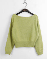 Sar Basic Boat Neck Cozy Cropped Long-Sleeved Knitwear