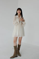 ダスティーシースルーラッフルシャツ / Dusty See-through Ruffle Shirt (3color)