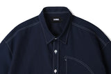 UTILITY CURVED POCKET OXFORD 1/2 SHIRT NAVY (6561040367734)
