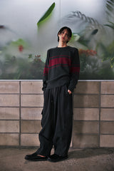 COLOR-LINE 7G KNIT CREW-NECK (Charcoal) / カラーラインニットクルーネック