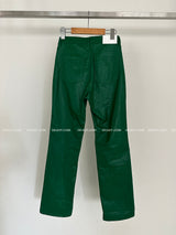 leather coated straight pants