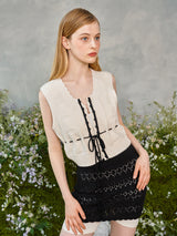 プチリボンニットベスト / Petite Ribbon Knit Vest (Ivory)