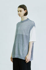 グラデーションパンチングニットベスト/gradation punching knit vest grey
