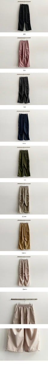 Bicol String Pleated Cargo Wide Pants