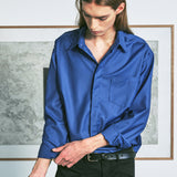 [SILM TIE+CLIP SET] FINE TWILL TIP SHIRT BLUE