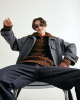 UNISEX WOOL RAGLAN HIDDEN COAT M - TWILL GRAY (6636060672118)