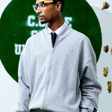 [UNISEX] Fleece-Back Cotton-Jersey and Padded Shell Zip-Up Sweatshirt (Grey) (6656650903670)