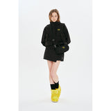 CHERRY CROP STRING DOWN VEST [BLACK]