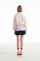 チェリーオープンカラースウェットシャツ / CHERRY OPEN COLLAR SWEATSHIRT [SALMON]