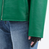 SINGLE LEATHER JACKET GREEN