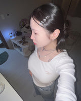 シルバーホワイトキュービックスターヘアピン