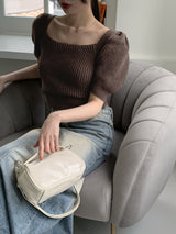 ローケングロッシースクエアショルダークロスボディバッグ / Loken Glossy Square Shoulder Crossbody Bag