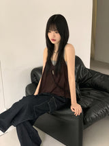 マヤタビンテージホルターストラップポイントレイヤードノースリーブ